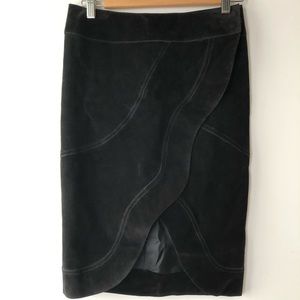 Yves Saint Laurent Black Suede Skirt
